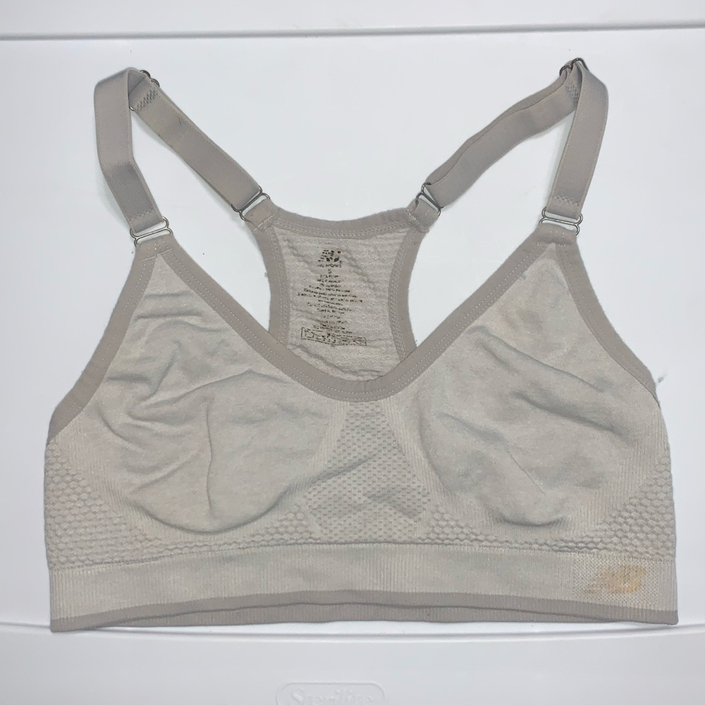 New Balance Gray Sports Bra Breathable Medium Impact